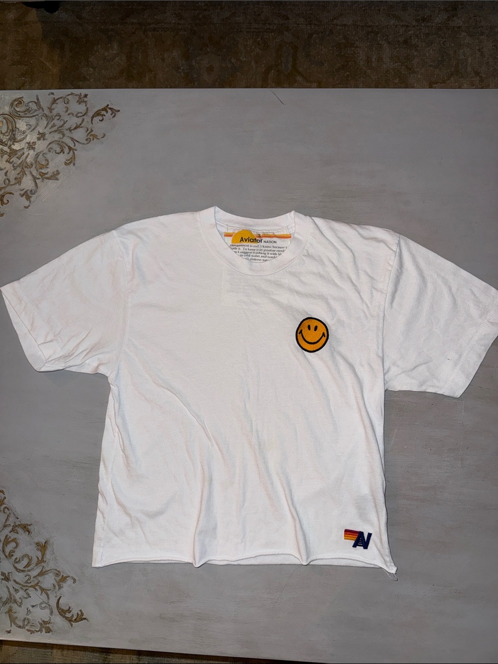 Aviator Nation Smiley Boyfrirkd Tee-white